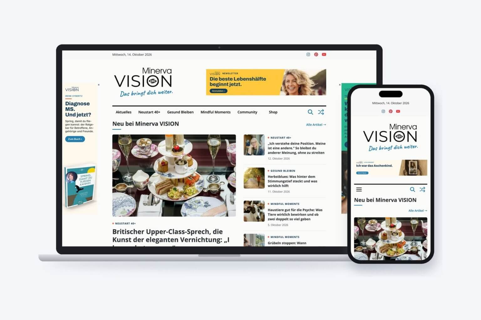 Startseite von minerva-vision.de auf Laptop und Smartphone